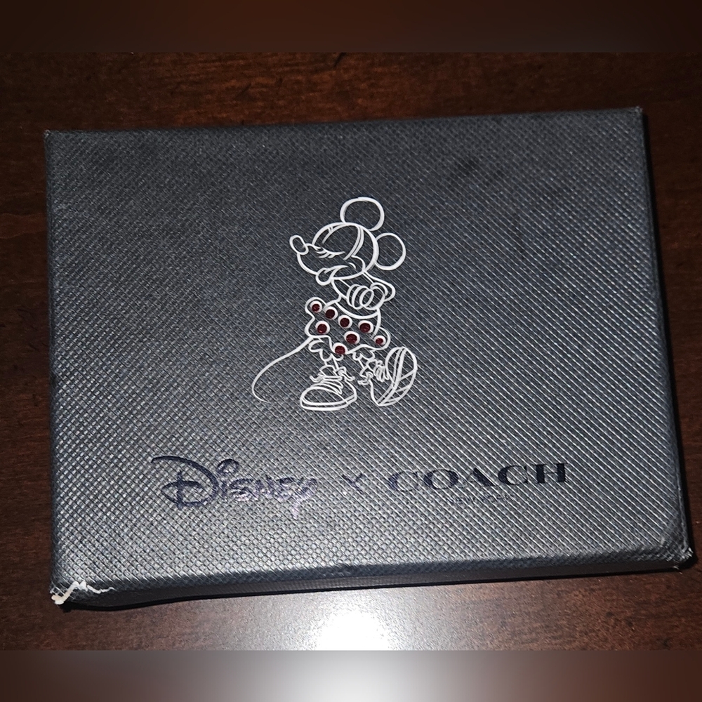 Disney X Coach Black Leather Minnie Mouse Mini ID Skinny Card Case New With Tag - Picture 5 of 5